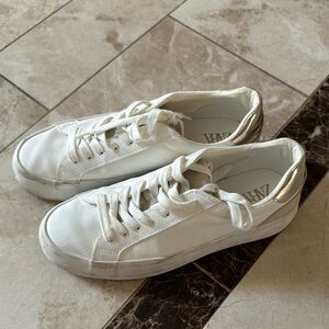 Zara White Sneakers with Gold Accents